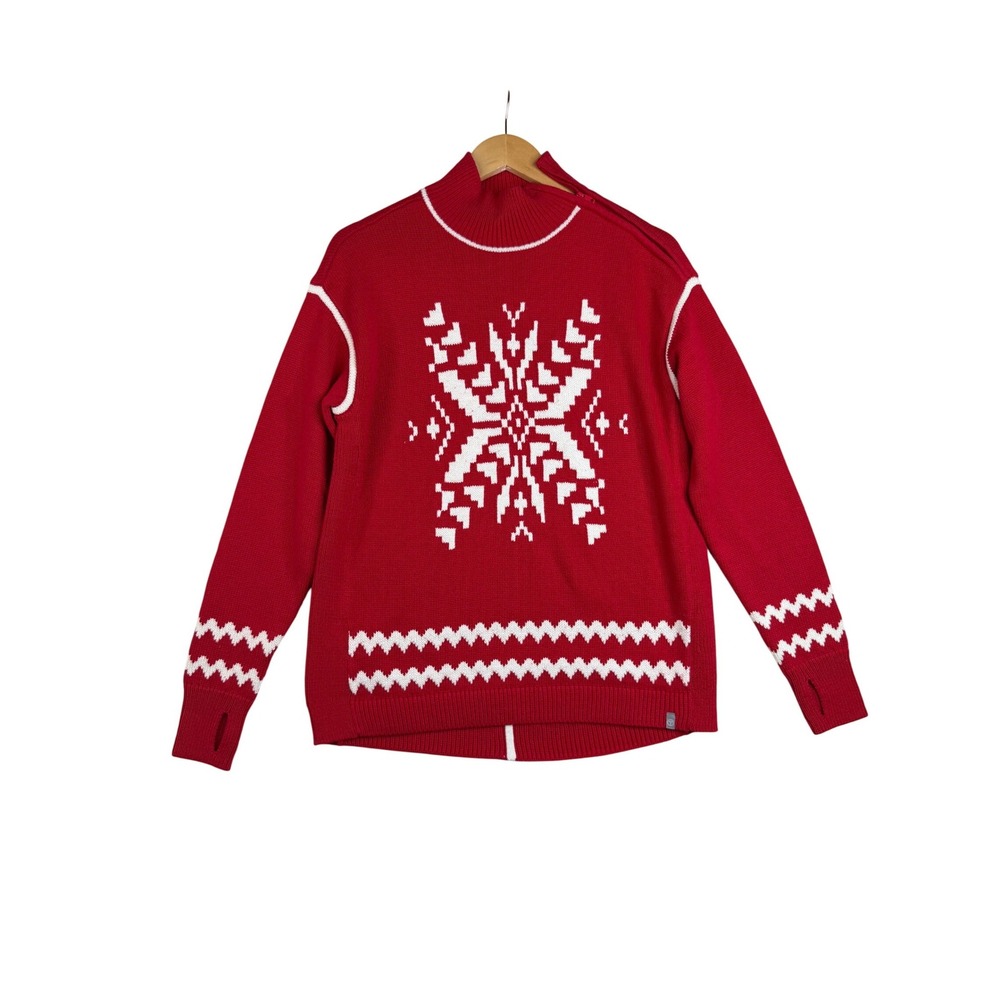 Talbots Snowflake Design Turtleneck‎ Sweater size Small Red/White